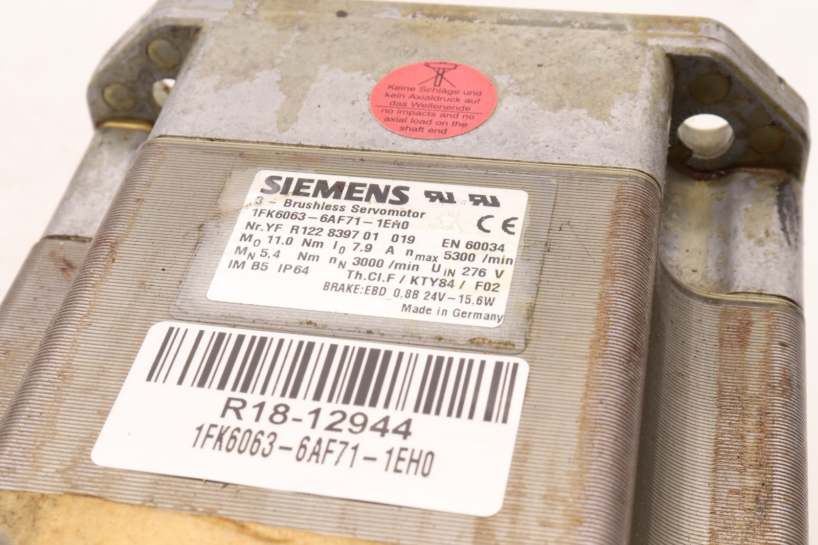 SIEMENS	3 BRUSHLESS SERVOMOTOR	1FK6063-6AF71-1EH0