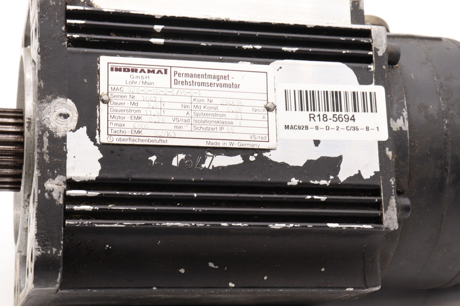 INDRAMAT PERMANENT MAGNET MOTOR MAC92B-0-D-2-C/35-B-1