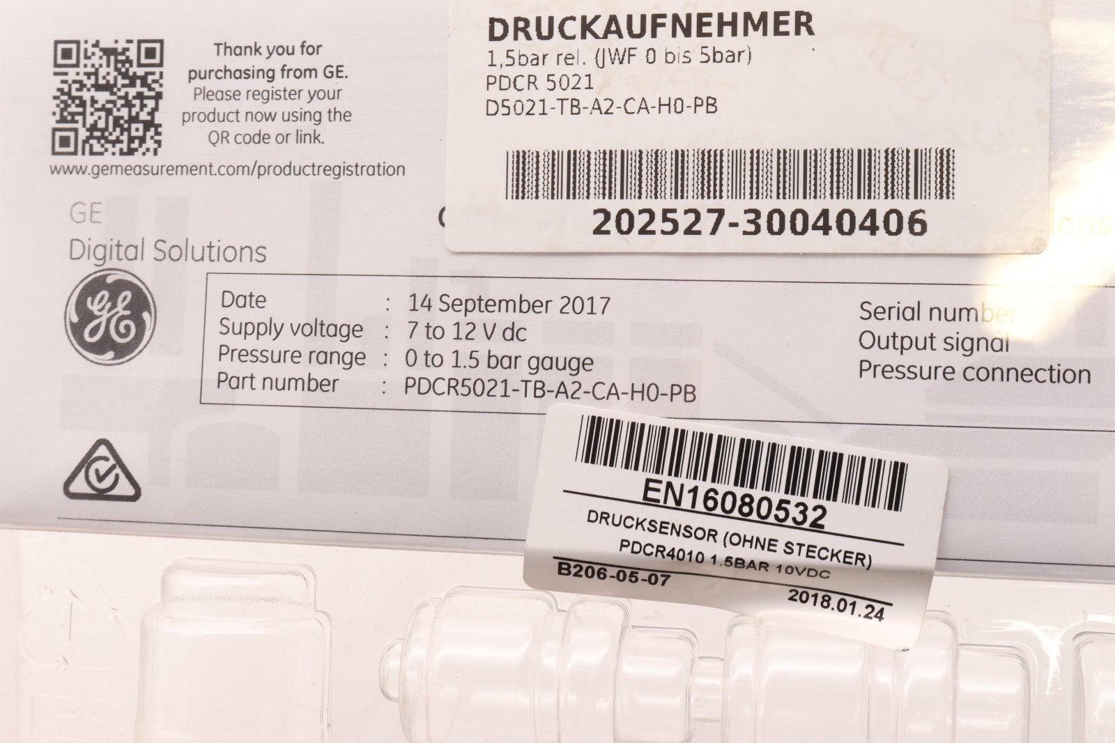 GE ELECTRIC	DRUCKSENSOR (OHNE STECKER) 	PDCR5021-TB-A2-CA-H0-PB
