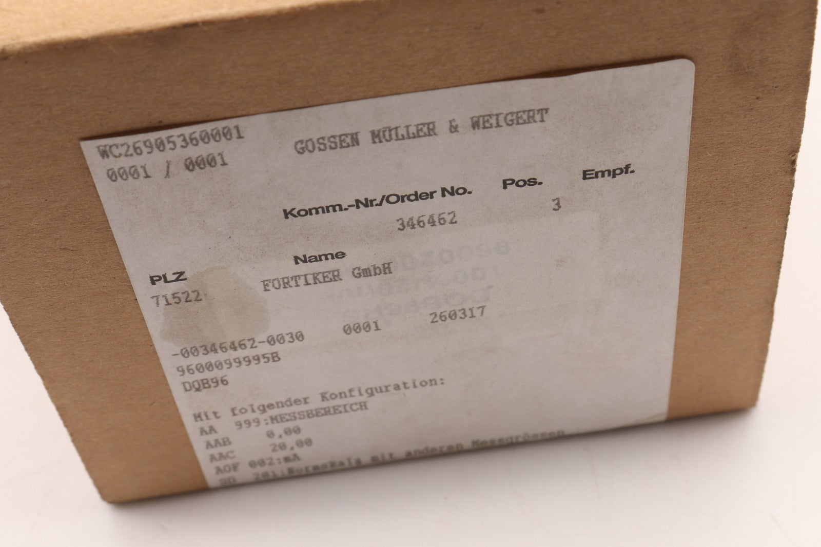 GOSSEN MÜLLER & WEIGERT	 9600099995B