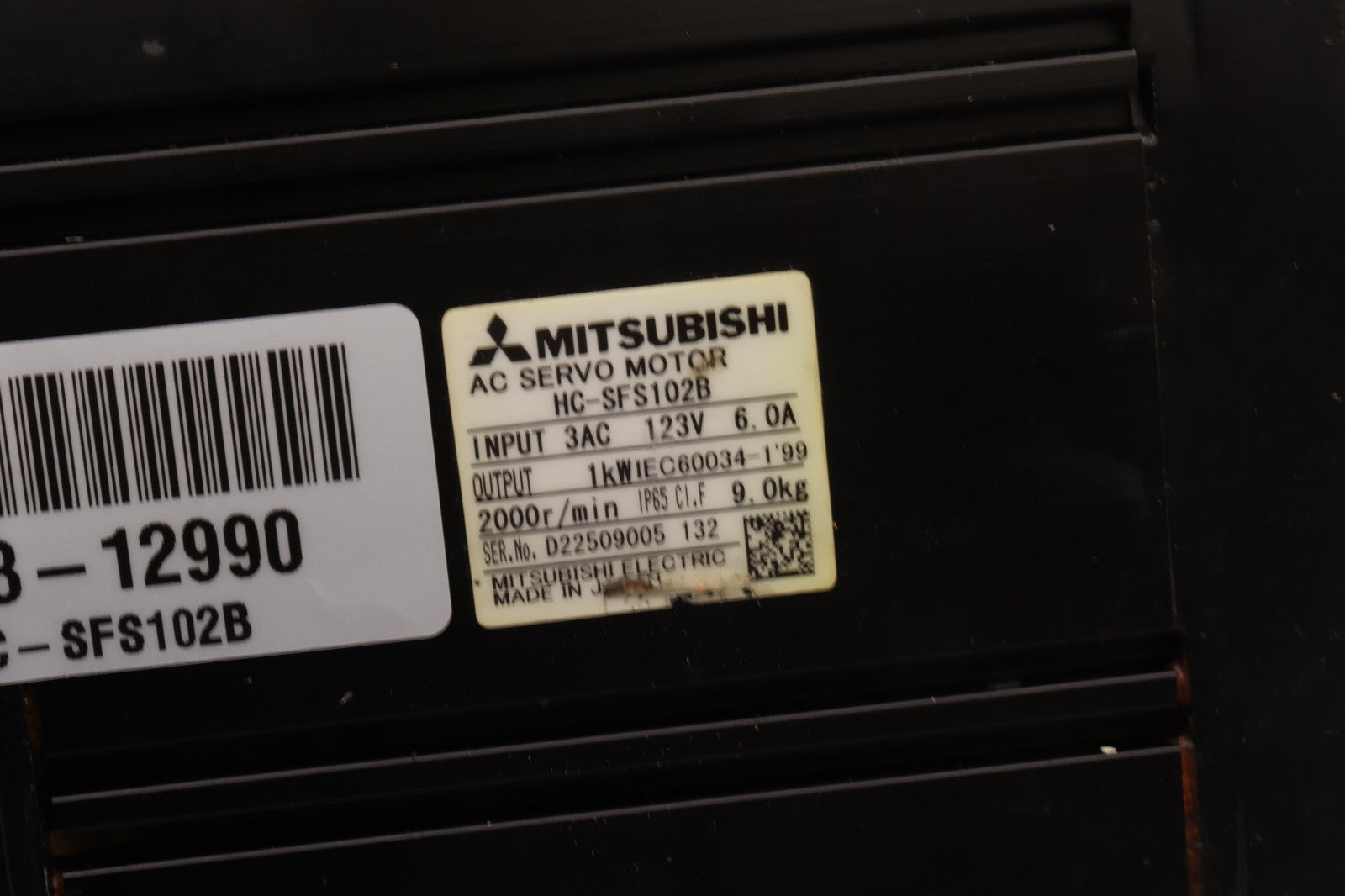 MITSHUBISHI	AC SERVO MOTOR	HC-SFS102B