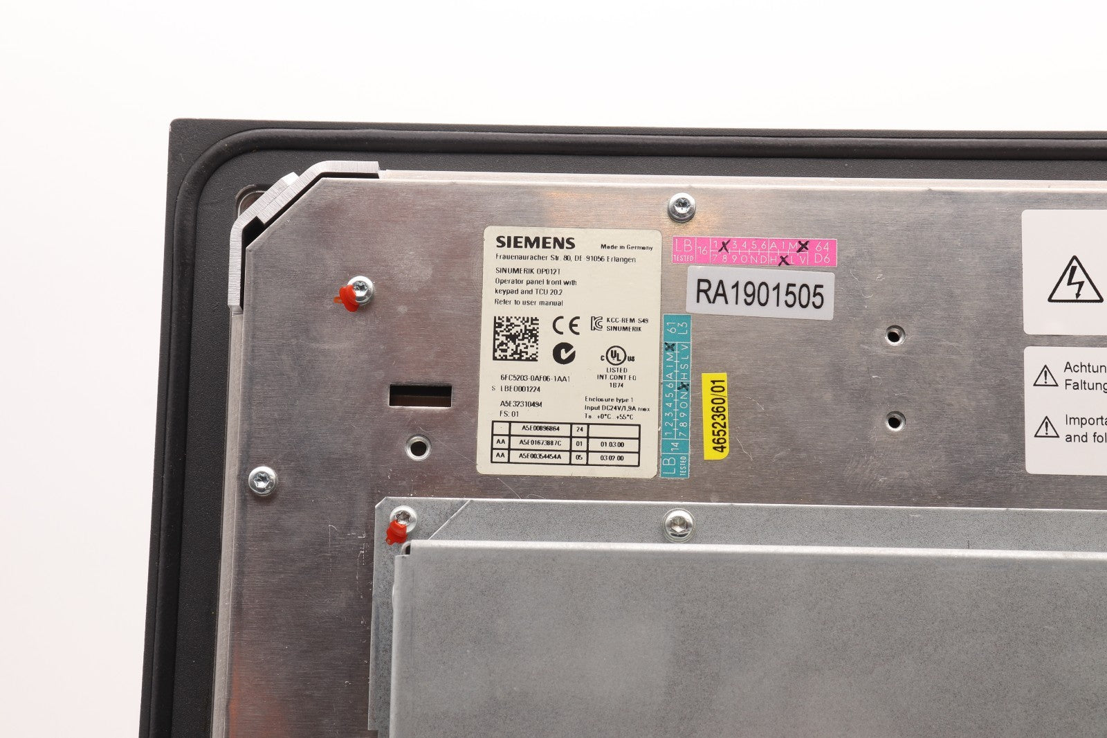 SIEMENS SINUMERIK OP012T+TCU 20.2 6FC5312-0DA00-0AA2 6FC5203-0AF06-1AA1 R18-9337