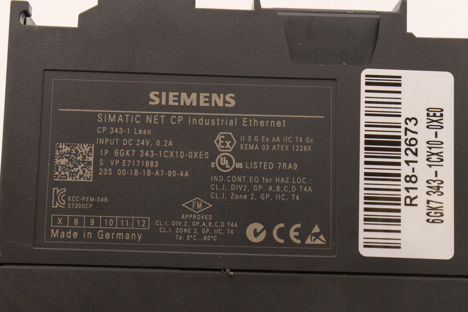 SIEMENS	SIMATIC NET CP INDUSTRIAL ETHERNET	6GK7 343-1CX10-0XE0