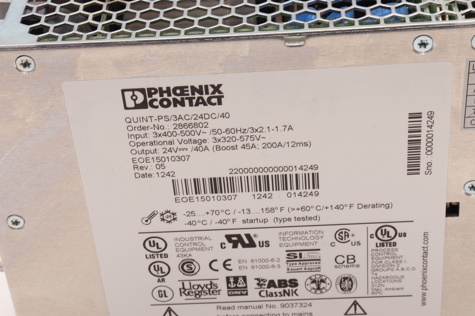 PHOENIX CONTACT QUINT-PS/3AC/24DC/40 2866802