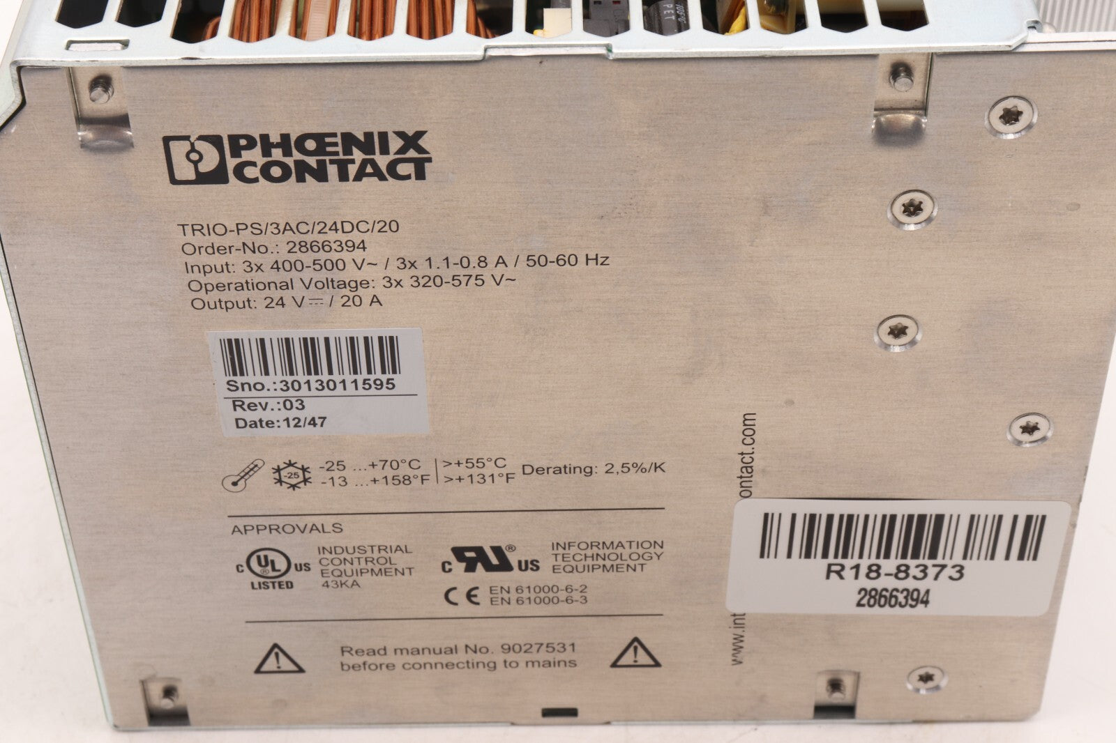 PHOENIX CONTACT	TRIO-PS/3AC/24DC/20	2866394