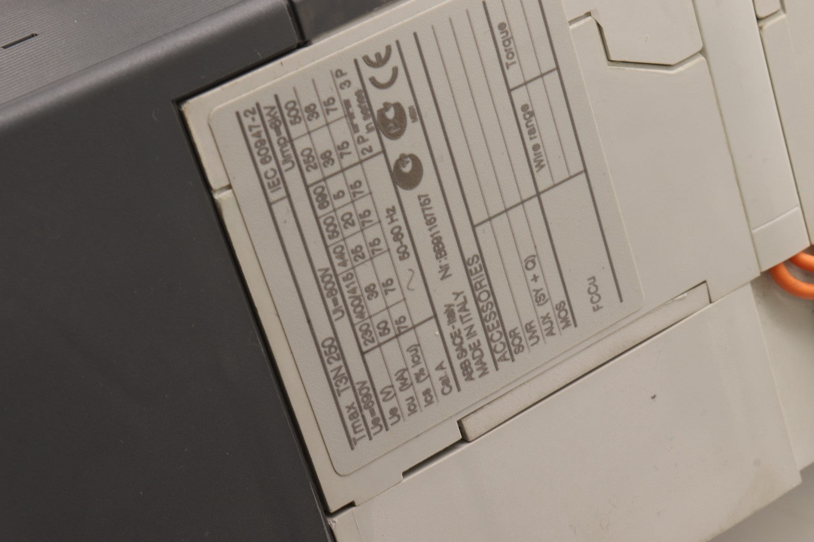 ABB	SACE TMAX RC223  	T3N 250  IEC 60947-2