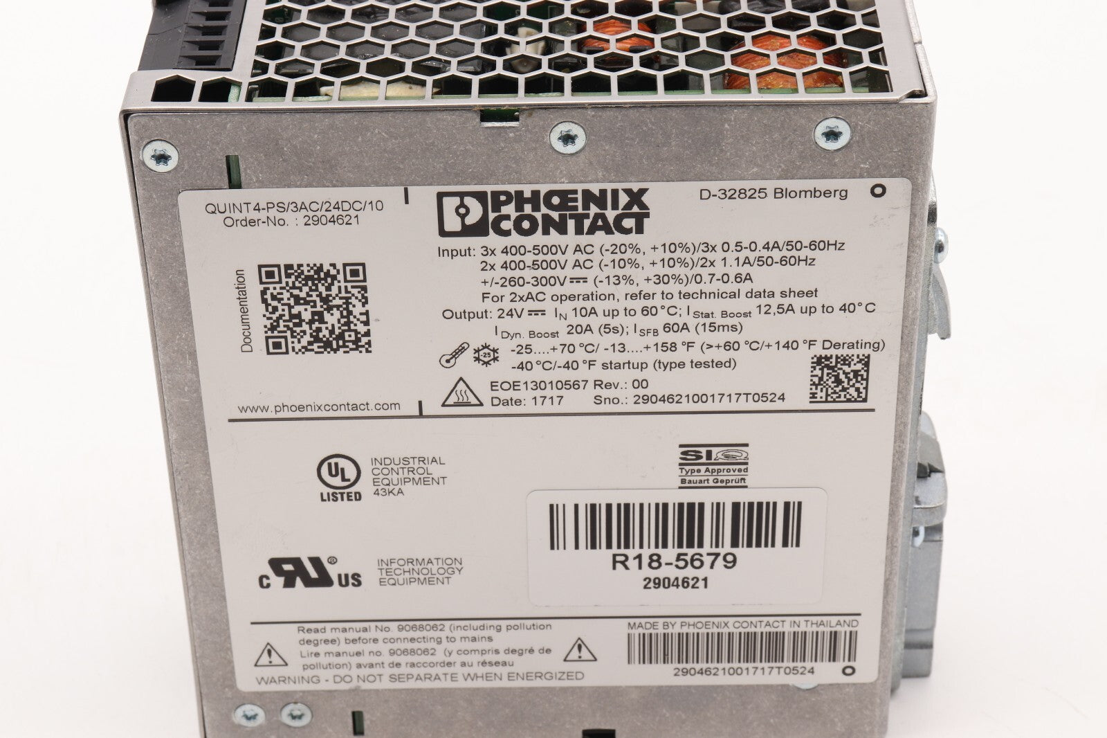 PHOENIX CONTACT QUINT4-PS/3AC/24DC/10 2904621