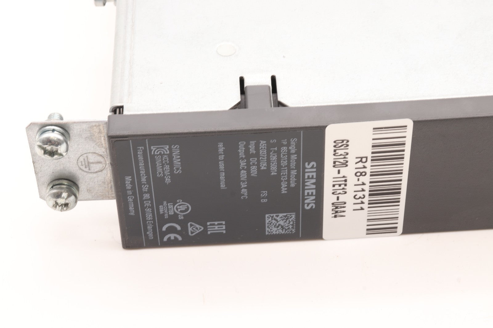 SIEMENS	6SL3120-1TE13-0AA4	SINGLE MOTOR MODULE