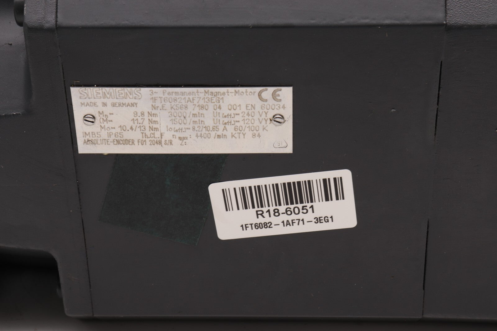 SIEMENS 3 PHASE ELECTRO MAGNET MOTOR 1FT6082-1AF71-3EG1