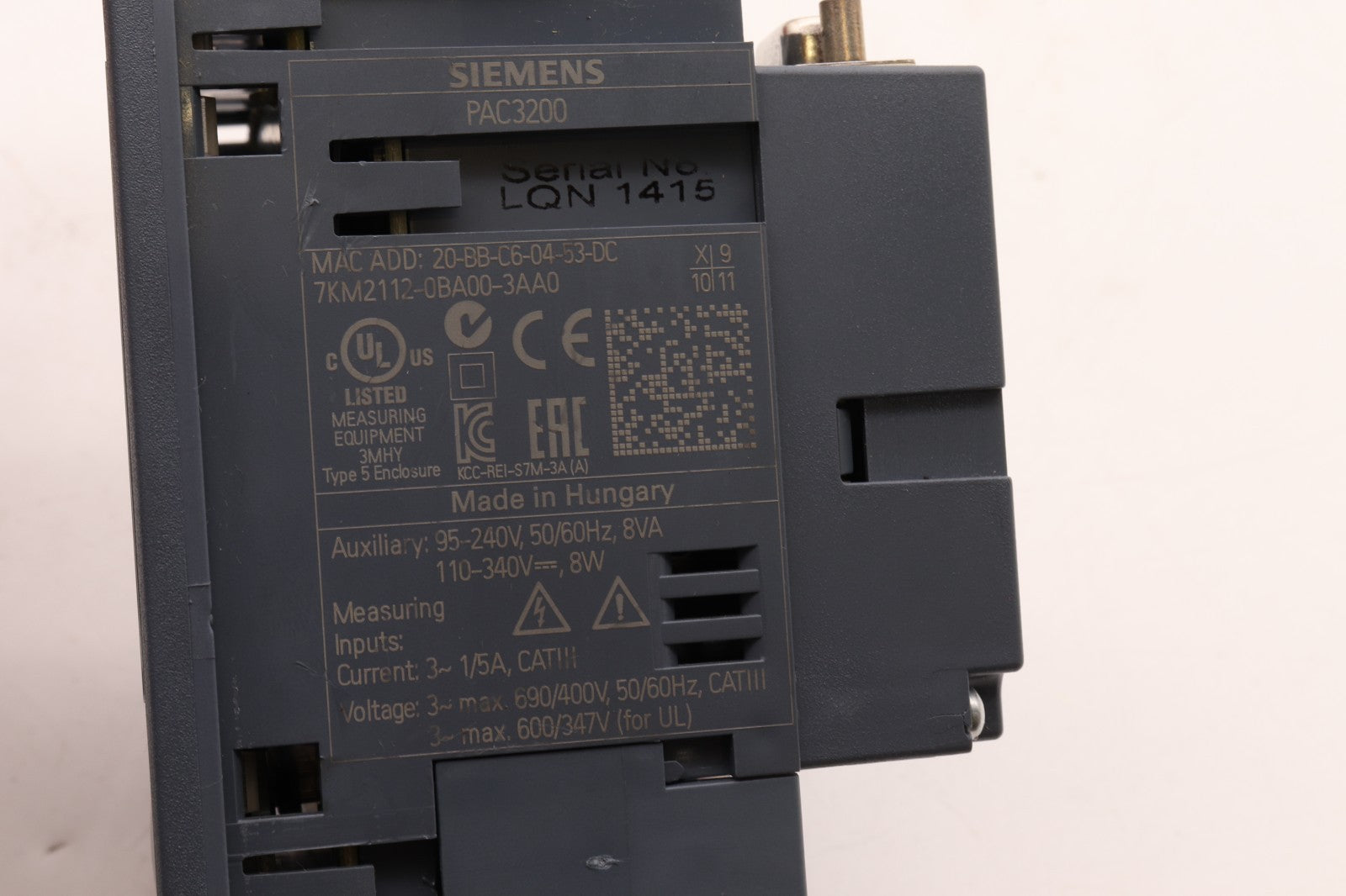 SIEMENS	SENTRON PAC3200	7KM2112-0BA00-3AA0