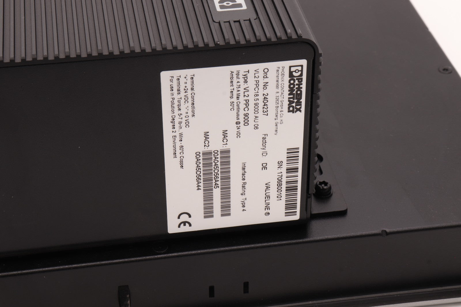 PHOENIX CONTACT	2404237	VL2 PPC 9000