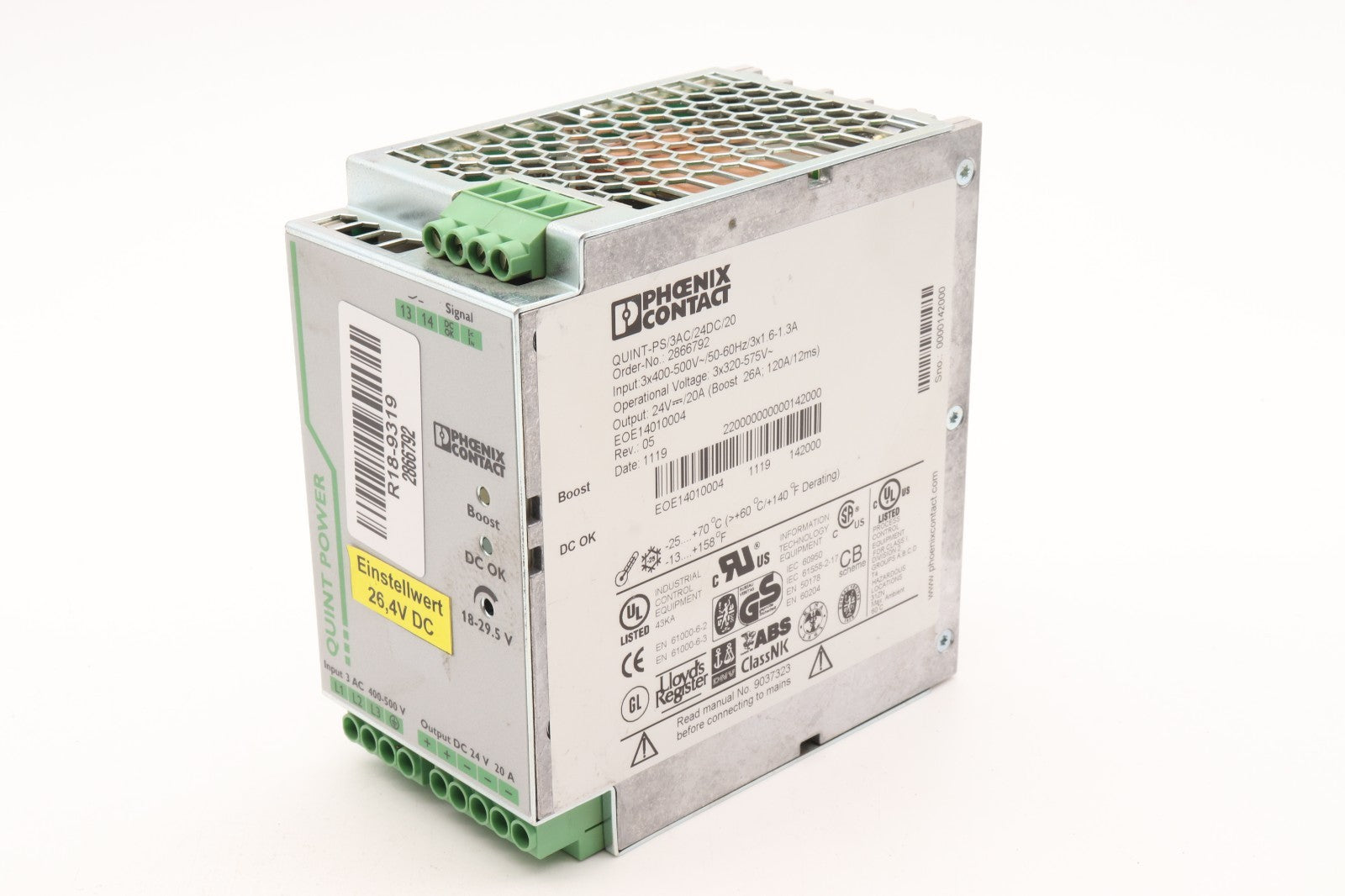 PHOENIX CONTACT QUINT-PS/3AC/24DC/20 2866792 R18-9319