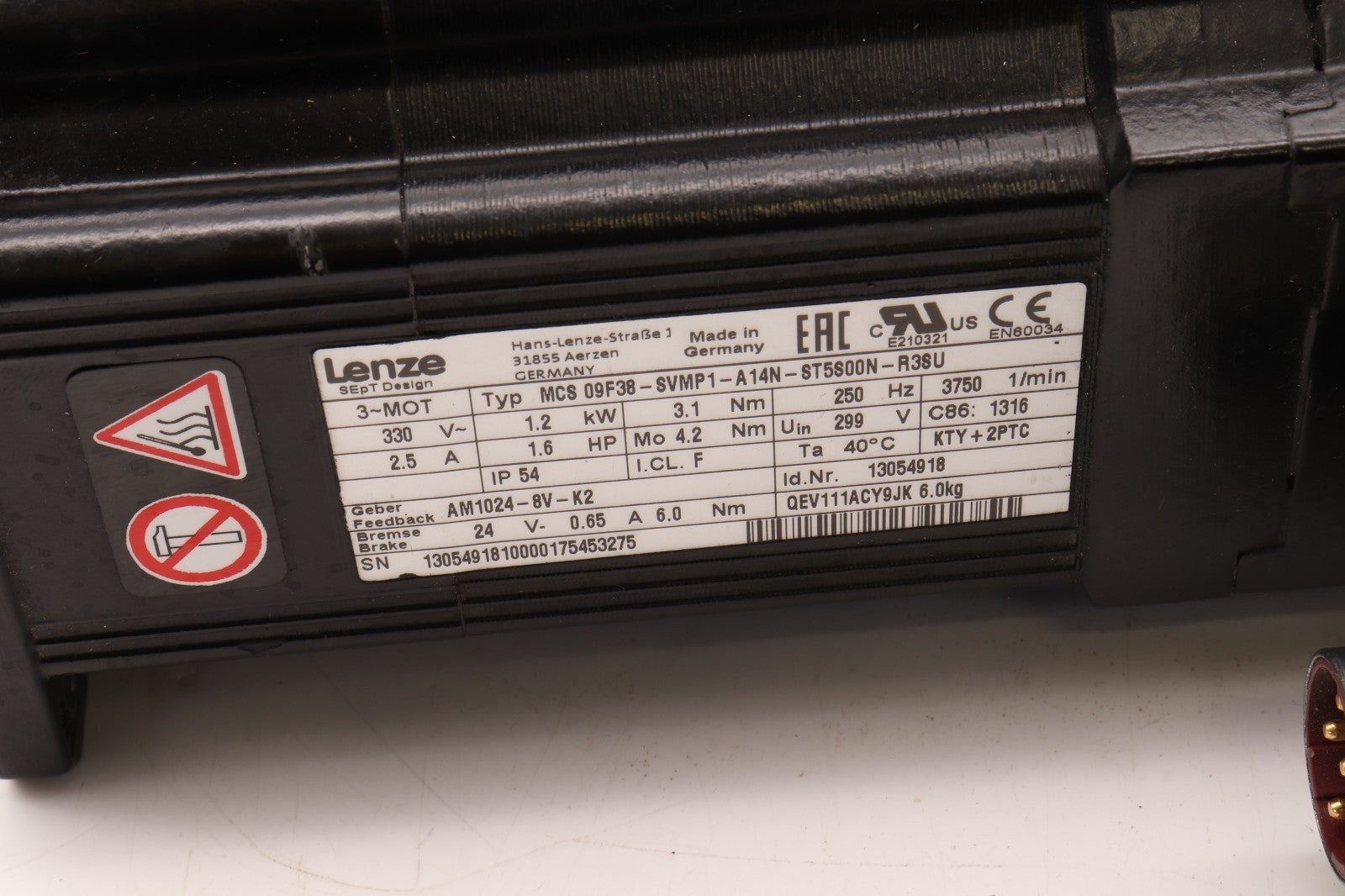 LENZE	3 PHASE MOTOR	MCS 09F38-SVMP1-A14N-ST5S00N-R38U