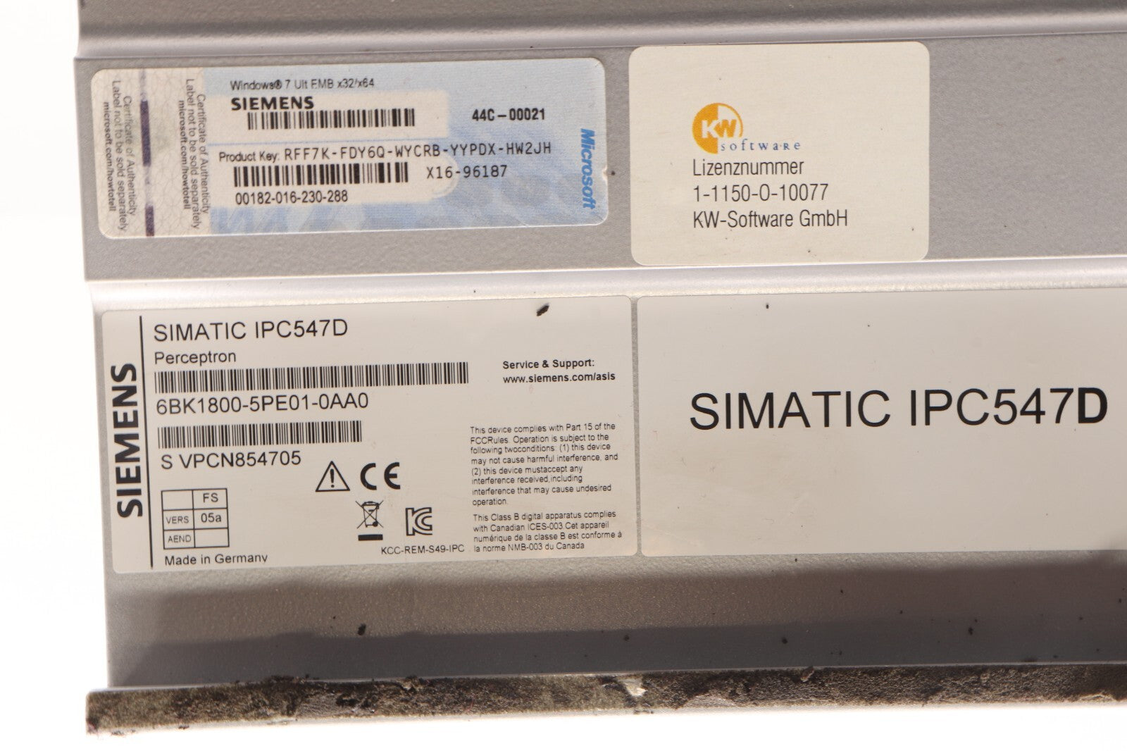 SIEMENS	SIMATIC IPC547D PERCEPTRON HELIX	6BK1800-5PE01-0AA0