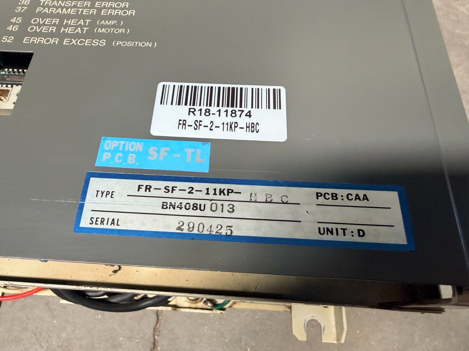 MITSUBISHI	FREQROL AC SPINDLE CONTROLLER FR-SF	FR-SF-2-11KP-HBC BN408U0013
