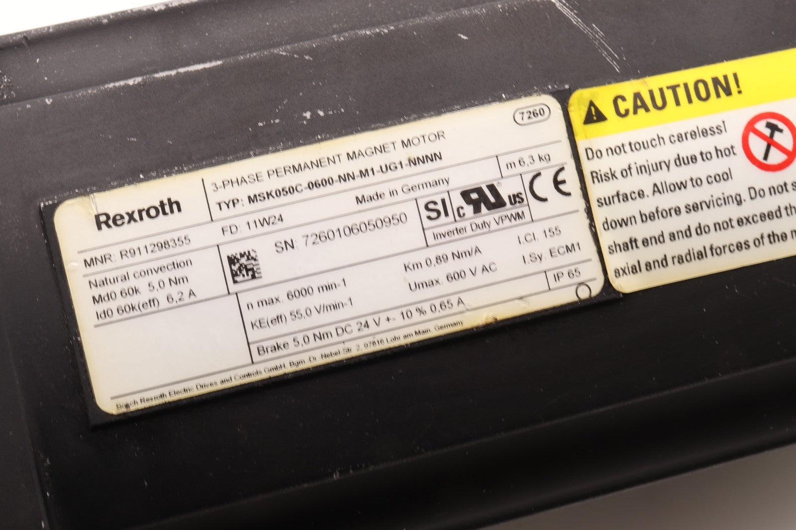 REXROTH	3 PHASE PERMAMENT MAGNET MOTOR	MSK050C-0600-NN-M1-UG1-NNNN