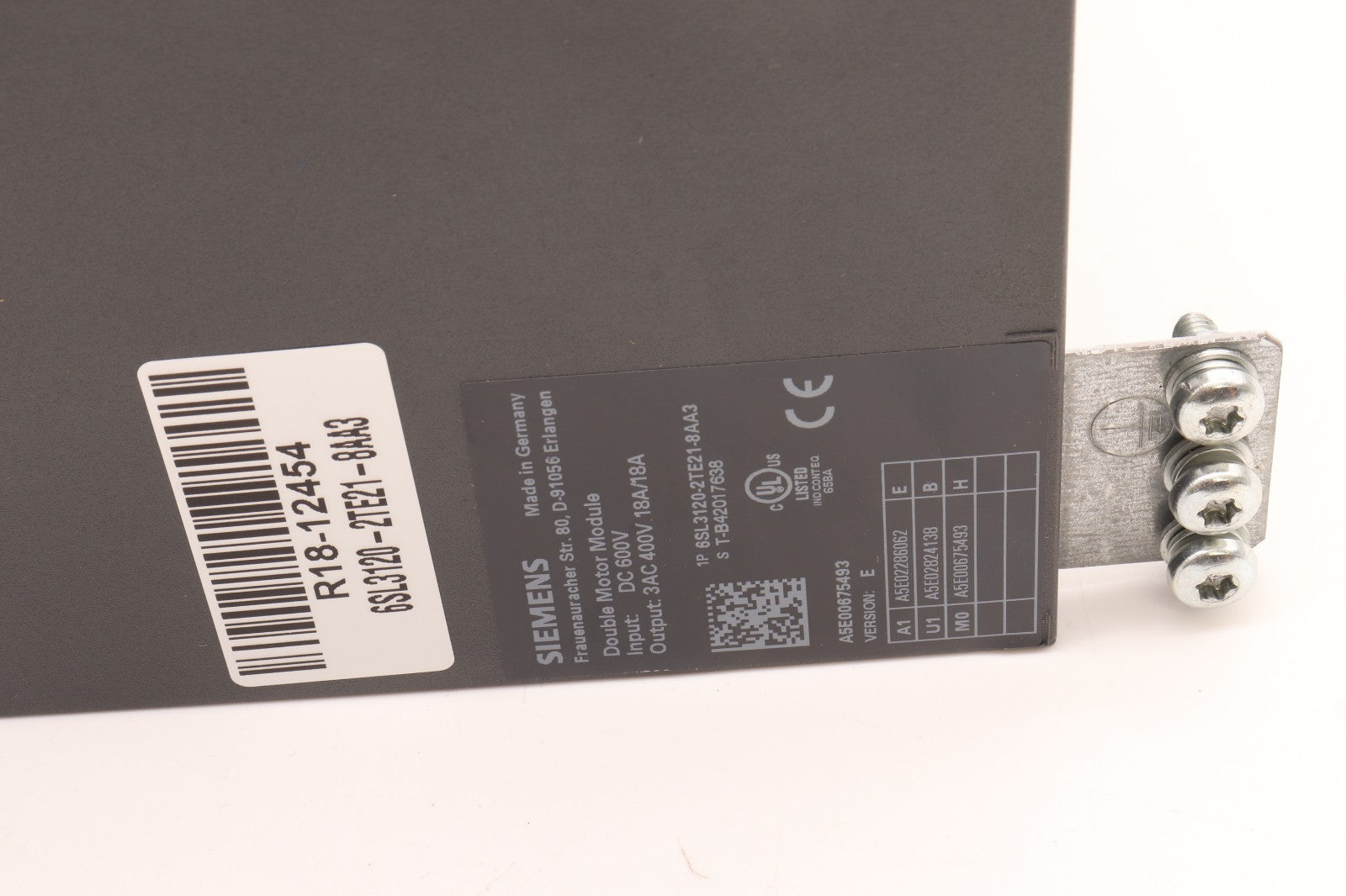 SIEMENS	DOUBLE MOTOR MODULE 18A/18A	6SL3120-2TE21-8AA3