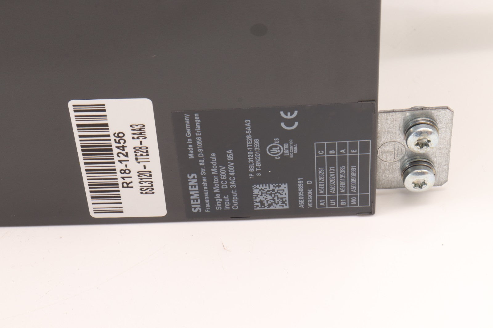 SIEMENS	SINGLE MOTOR MODULE	6SL3120-1TE28-5AA3