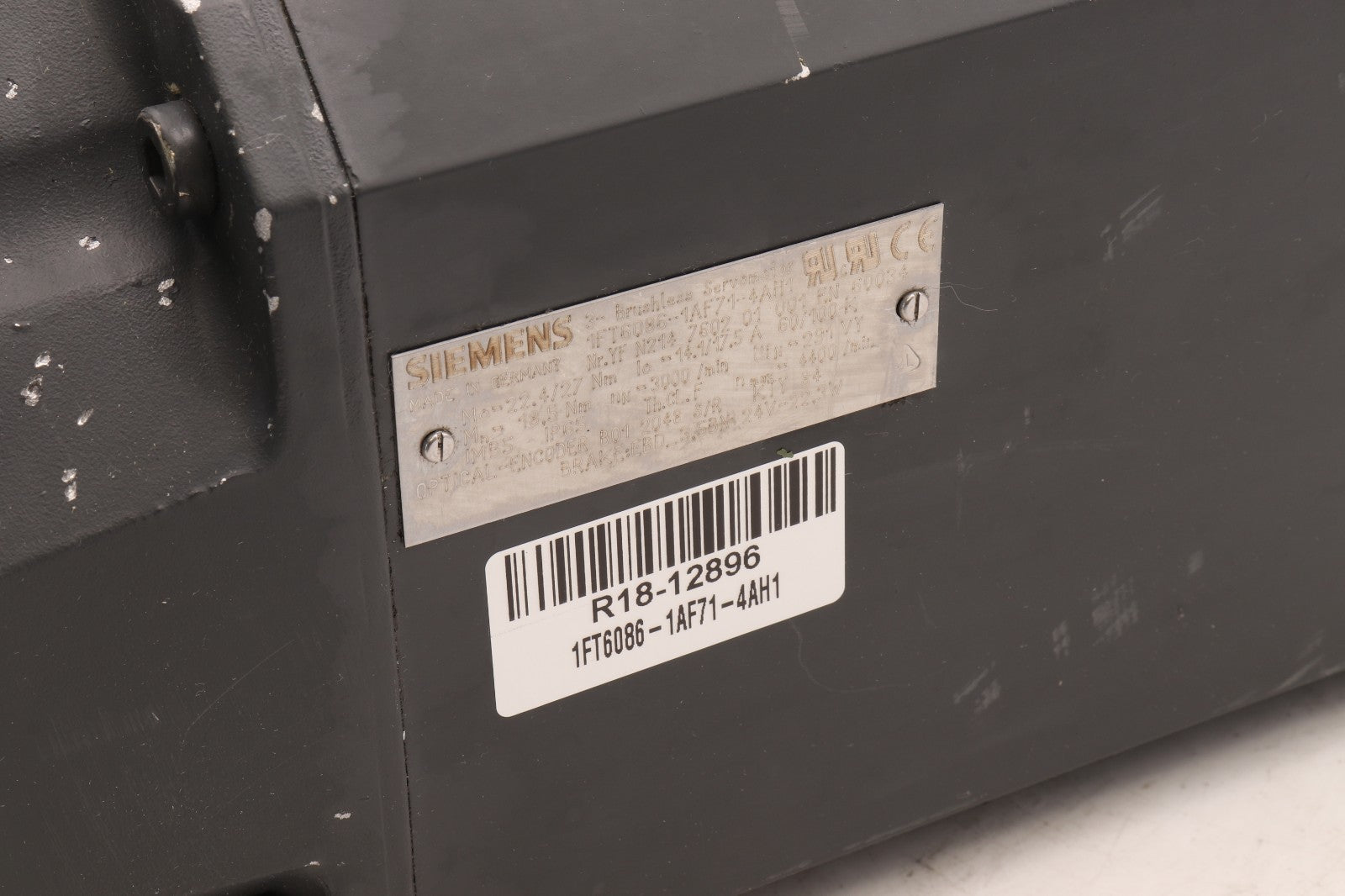 SIEMENS	3 PHASE BRUSHLESS SERVO MOTOR	1FT6086-1AF71-4AH1