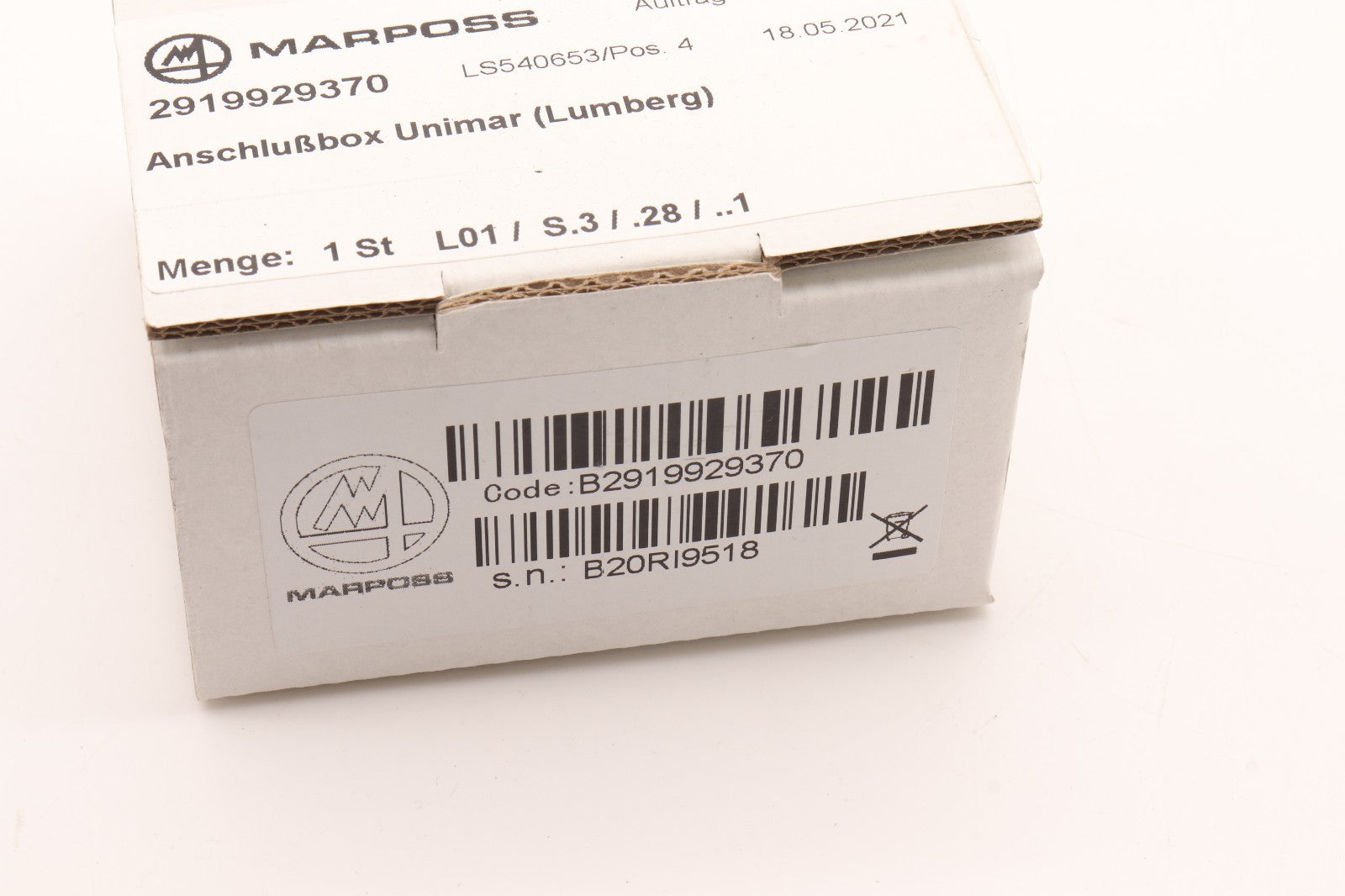 MARPOSS	2919929370 ANSCHLUBOX UNIMAR LUMBERG	LS540653/POS 4