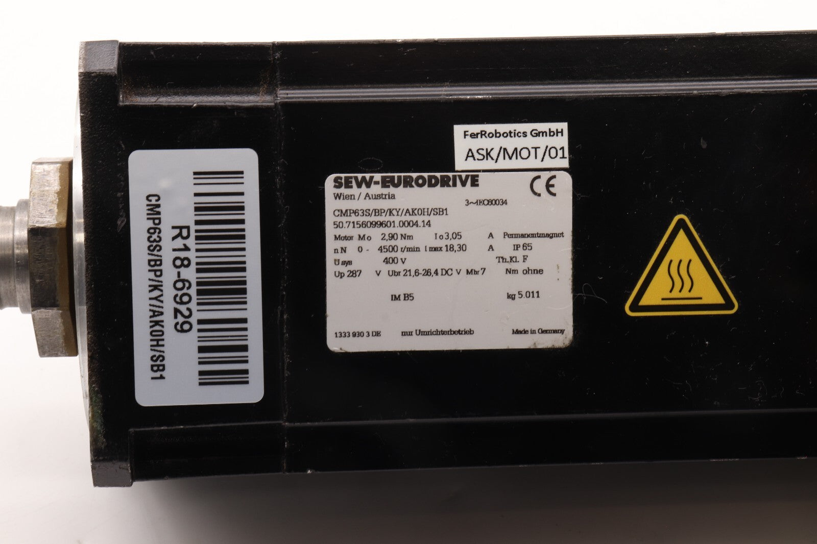 SEW-EURODRIVE 3 PHASE MOTOR 50.7156099601.0004.14	CMP63S/BP/KY/AK0H/SB1