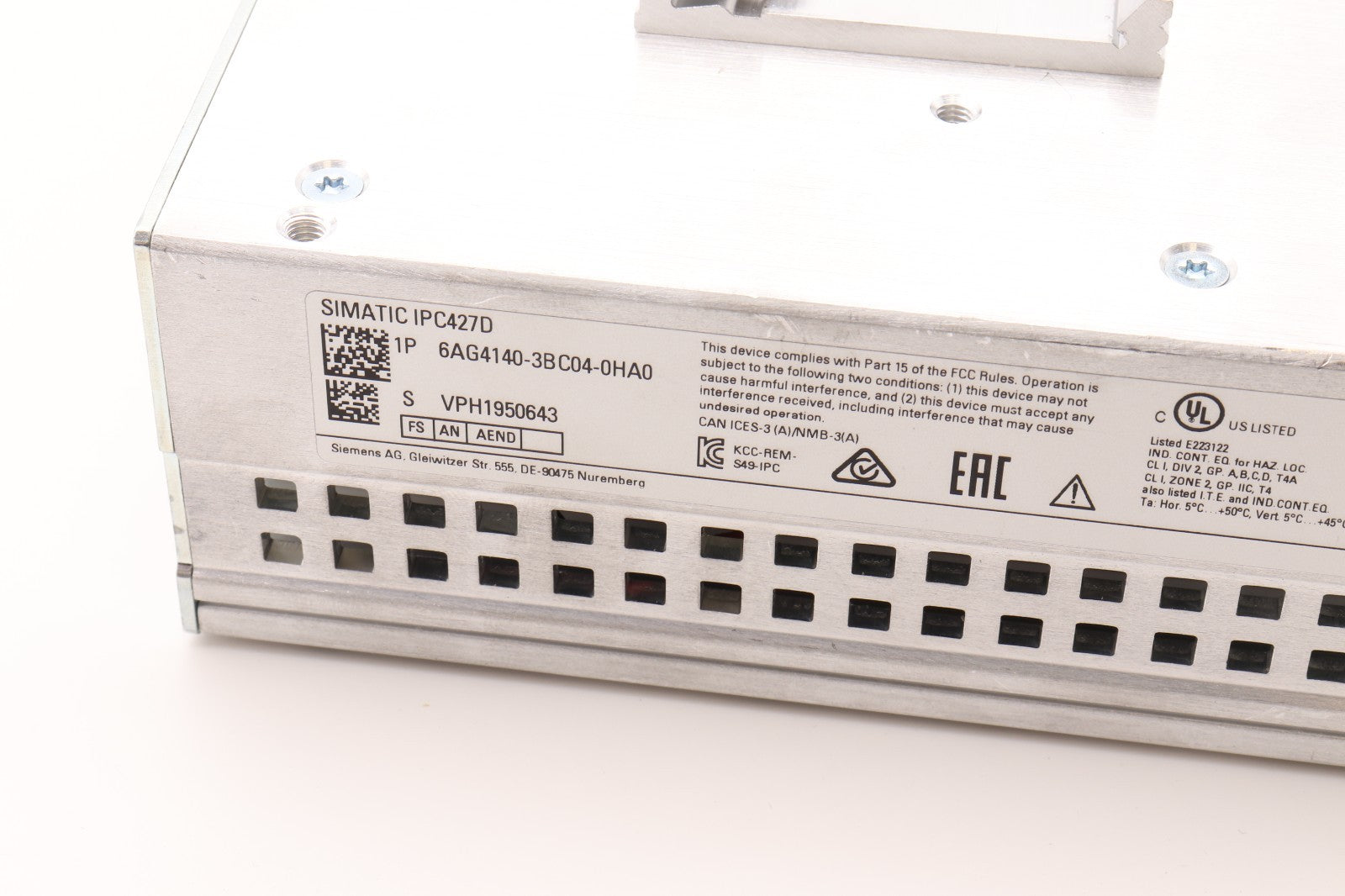 SIEMENS  SIMATIC MICROBOX PC IPC427D  6AG4140-3BC04-0HA0 - R18-9276