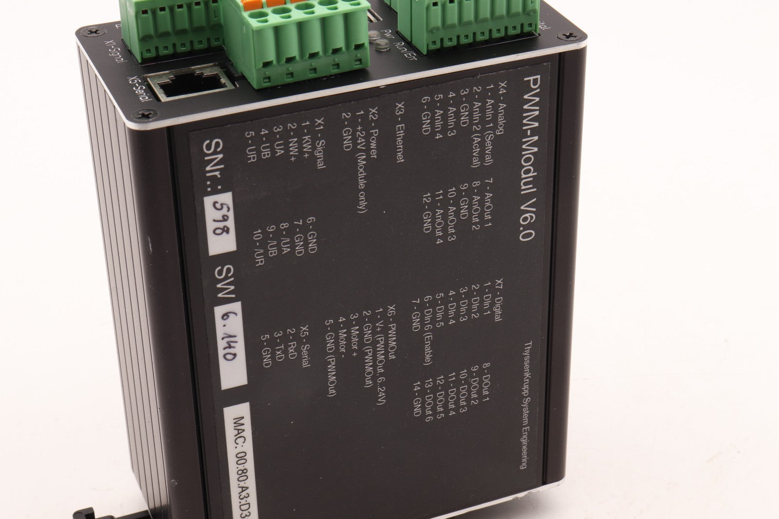 THYSSENKRUPP SYSTEM  ENGINEERING	PWM-MODUL V6.0