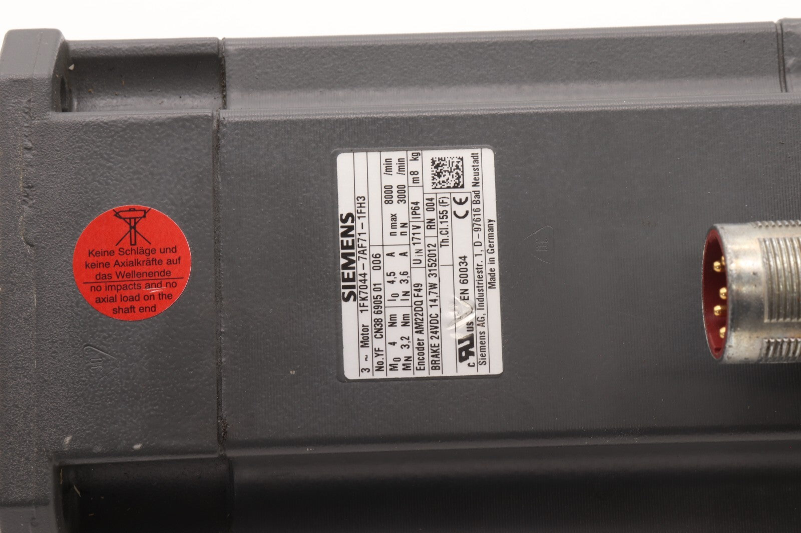 SIEMENS	3 PHASE MOTOR	1FK7044-7AF71-1FH3