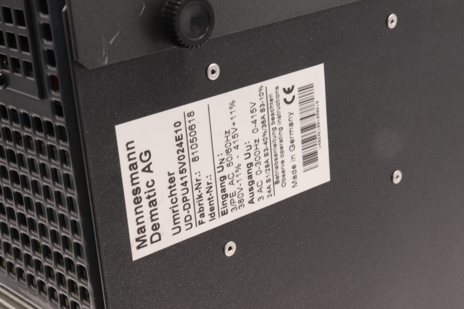 MANNESMANN DEMATIC AG	UMRICHTER UD-DPU415V024E10	81050618
