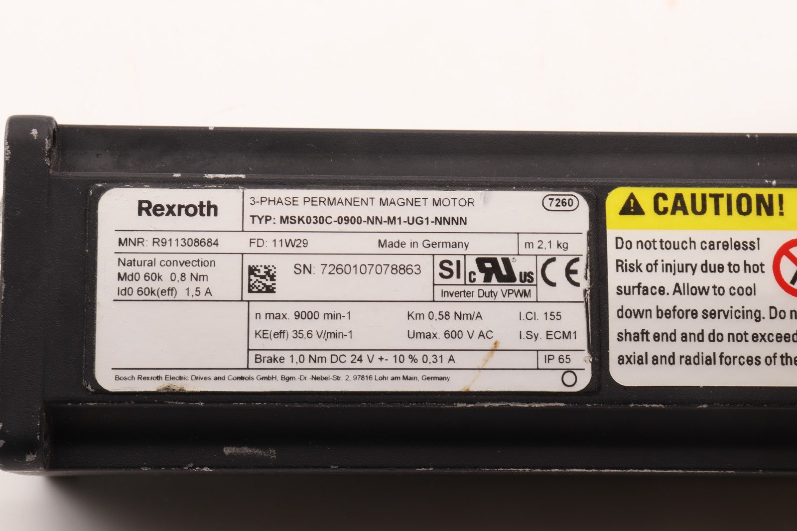 REXROTH	3 PHASE PERMANENT MAGNET MOTOR	MSK030C-0900-NN-M1-UG1-NNNN
