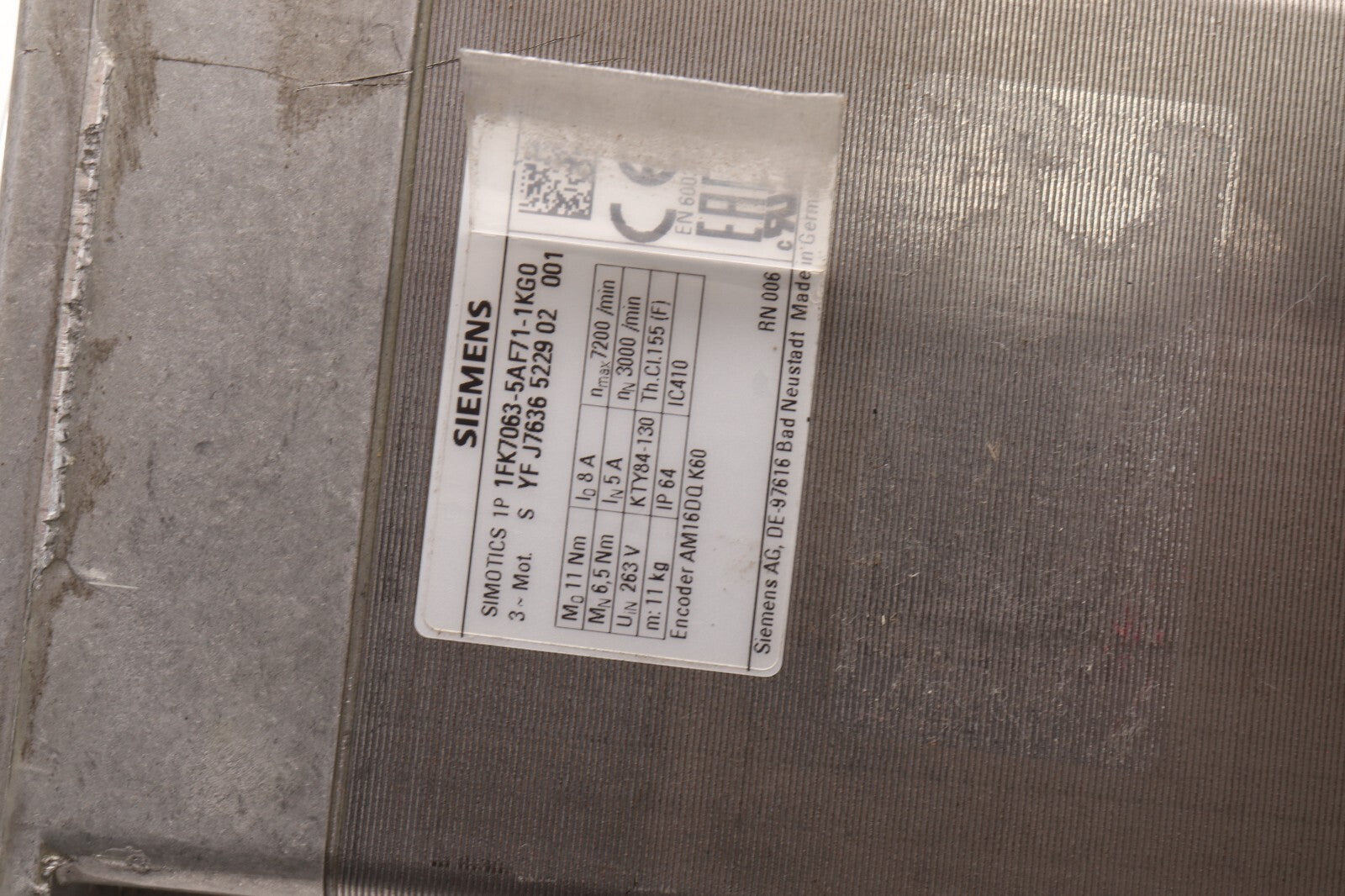 SIEMENS	SIMOTICS 3 PHASE MOTOR	1FK7063-5AF71-1KG0