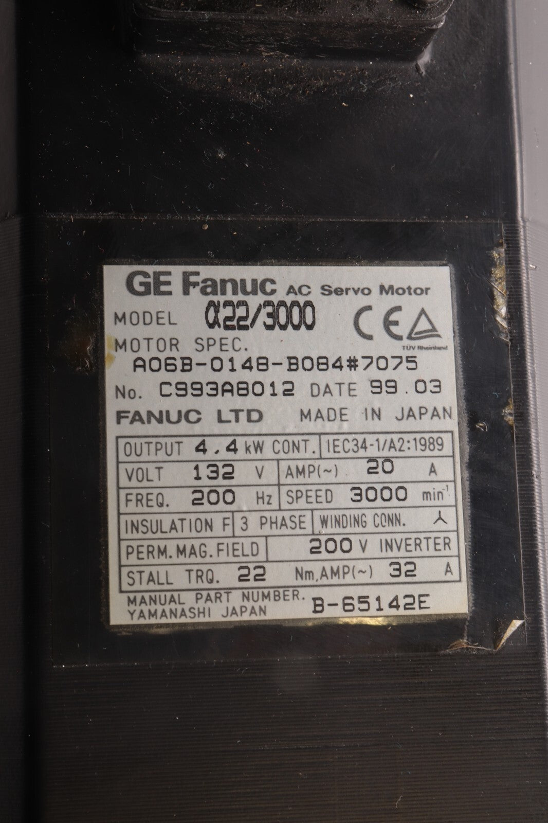 FANUC	A22/3000 AC SERVO MOTOR	FSM-45-60-075