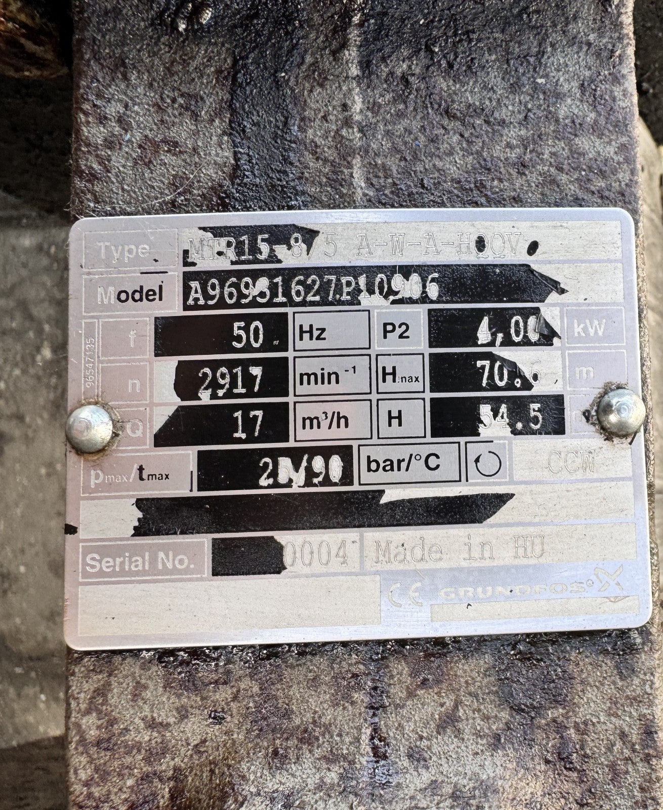 GRUNDFOS	MTR15-8/5 A-W-A-HQQV	A96931627P10906