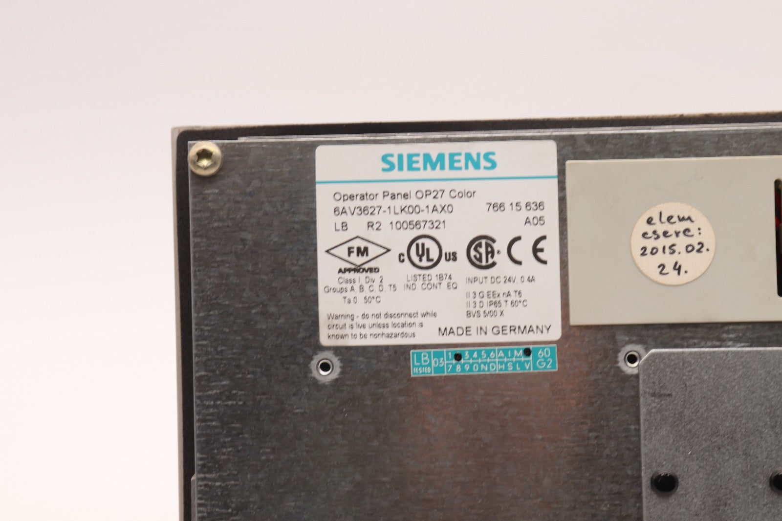 SIEMENS OPERATOR PANEL OP27 MONO 6AV3627-1JK00-1AX0