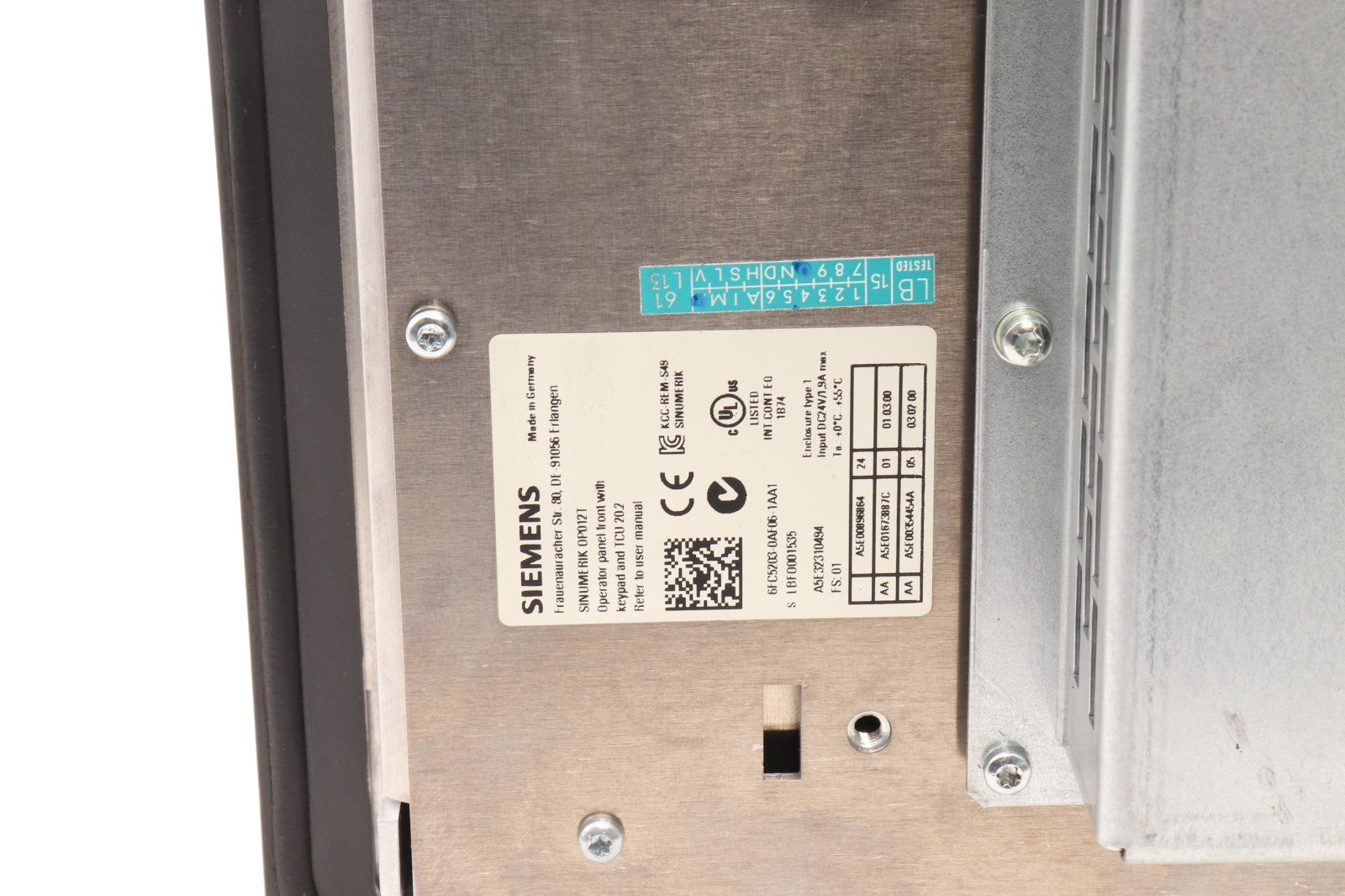 SIEMENS	 OP012T OP PANEL 6FC5203-0AF06-1AA1	SINUMERIK TCU 6FC5312-0DA00-0AA2