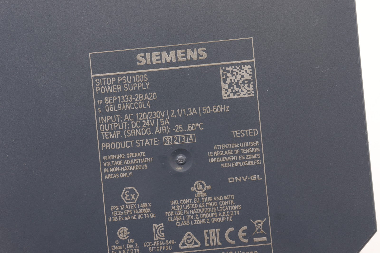 SIEMENS  SITOP PSU100S POWER SUPPLY  6EP1333-2BA20