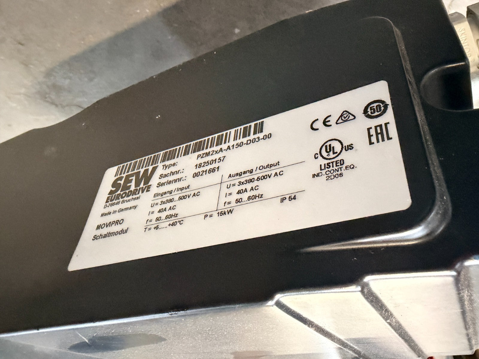 SEW EURODRIVE	MOVIPRO PHC21A-A040M1-E21A-00/S11	PZM2XA-A150-D03-00