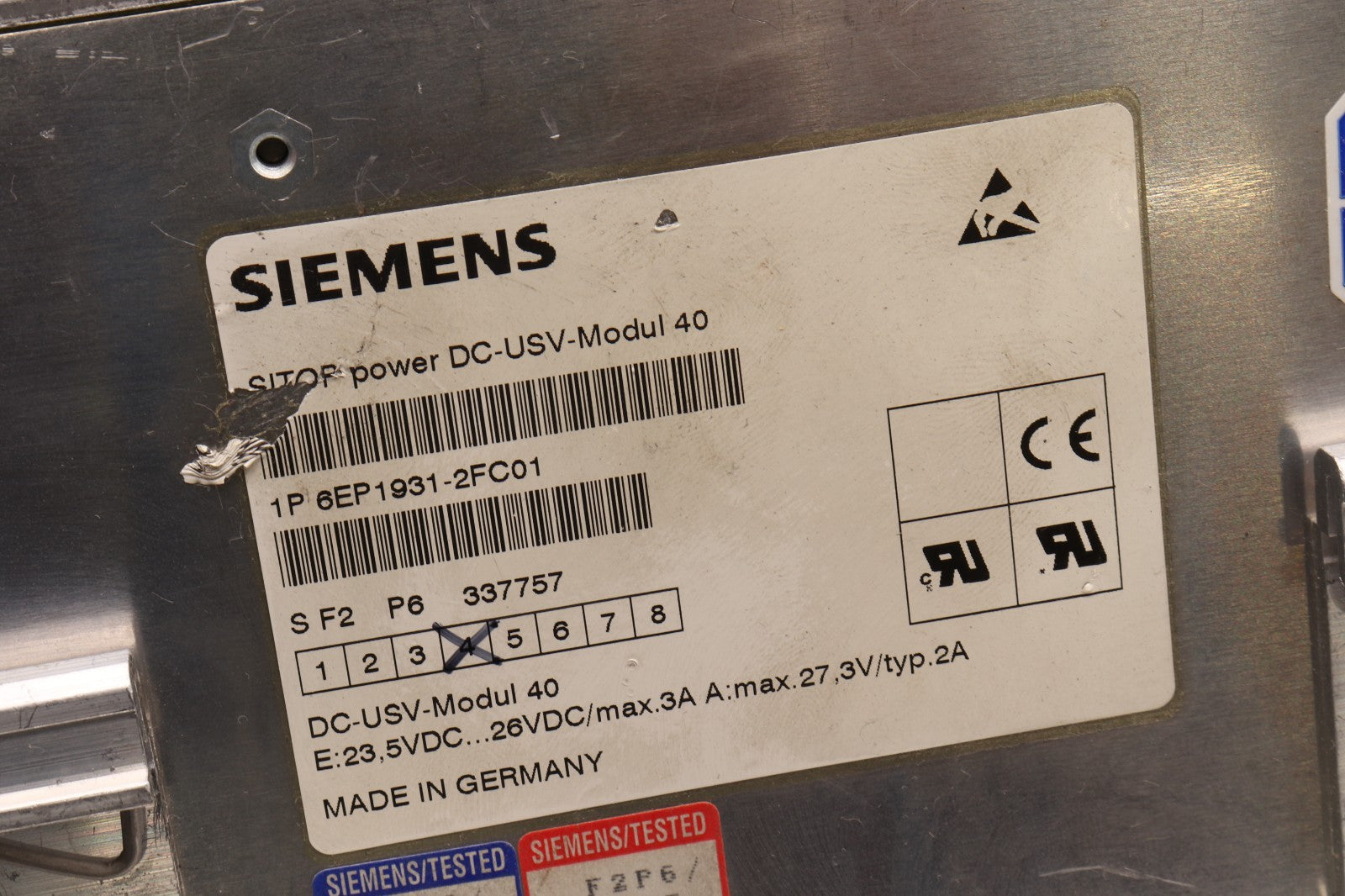 SIEMENS	6EP1931-2FC01	SITOP POWER DC-USV-MODUL40