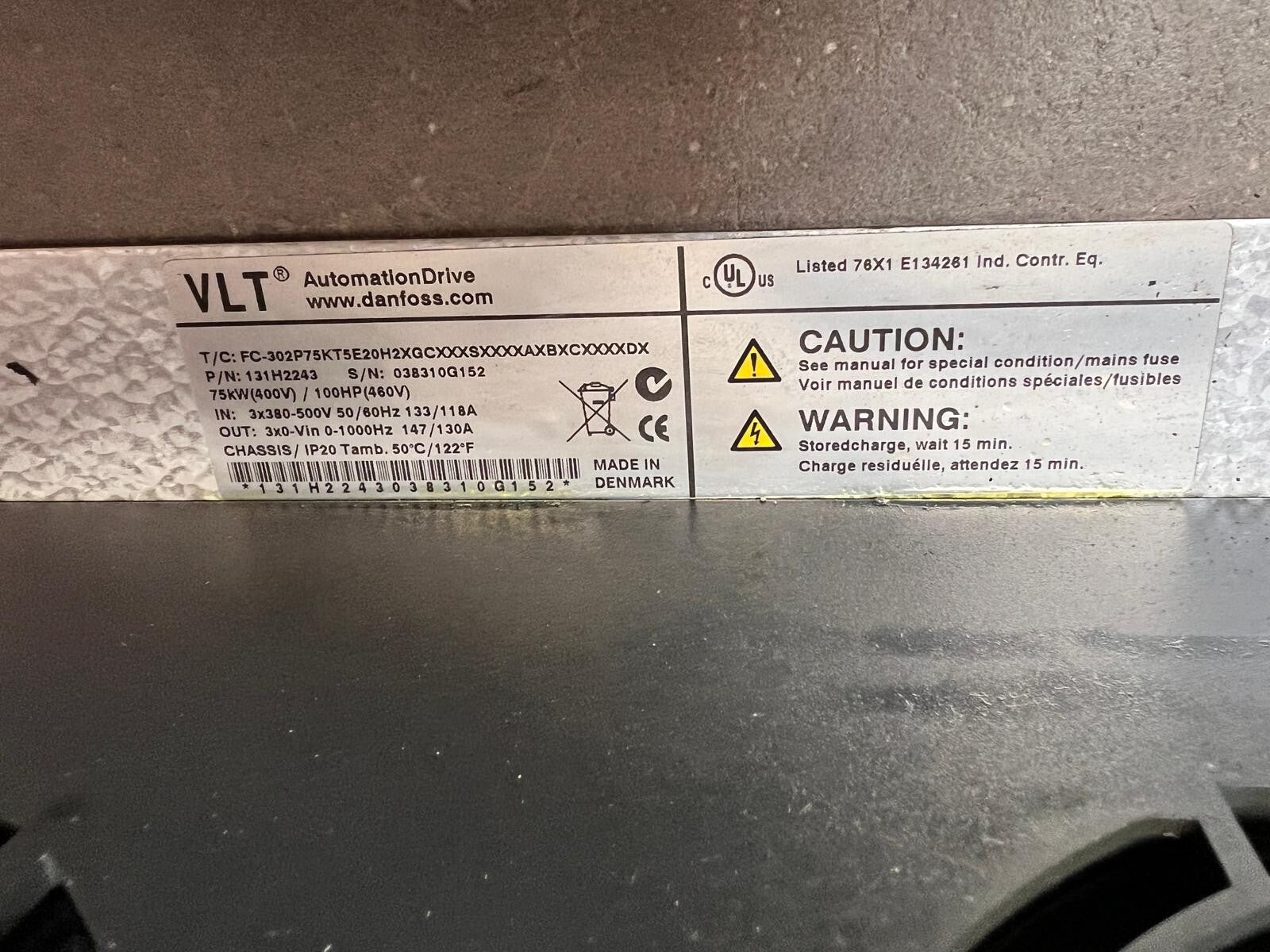 DANFOSS 131H2243 FC-302P75KT5E20H2XGCXXXSXXXXAXBXCXXXXDX